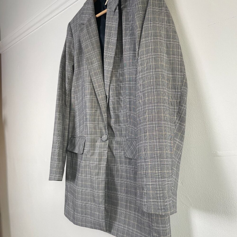 TOP SHOP Oversized Checked Black and White Blazer Size 36 EU - Picture 8 of 13